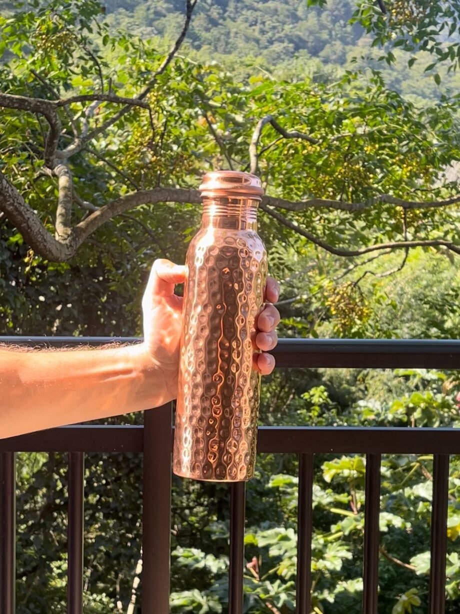 Garrafa de Cobre Para Água 1 Litro Cobre Puro Ayurveda - Imagem 5