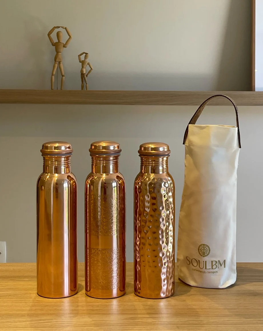 Garrafa de Cobre Ayurveda 900ml Agua Alcalina Martelado soulbm2