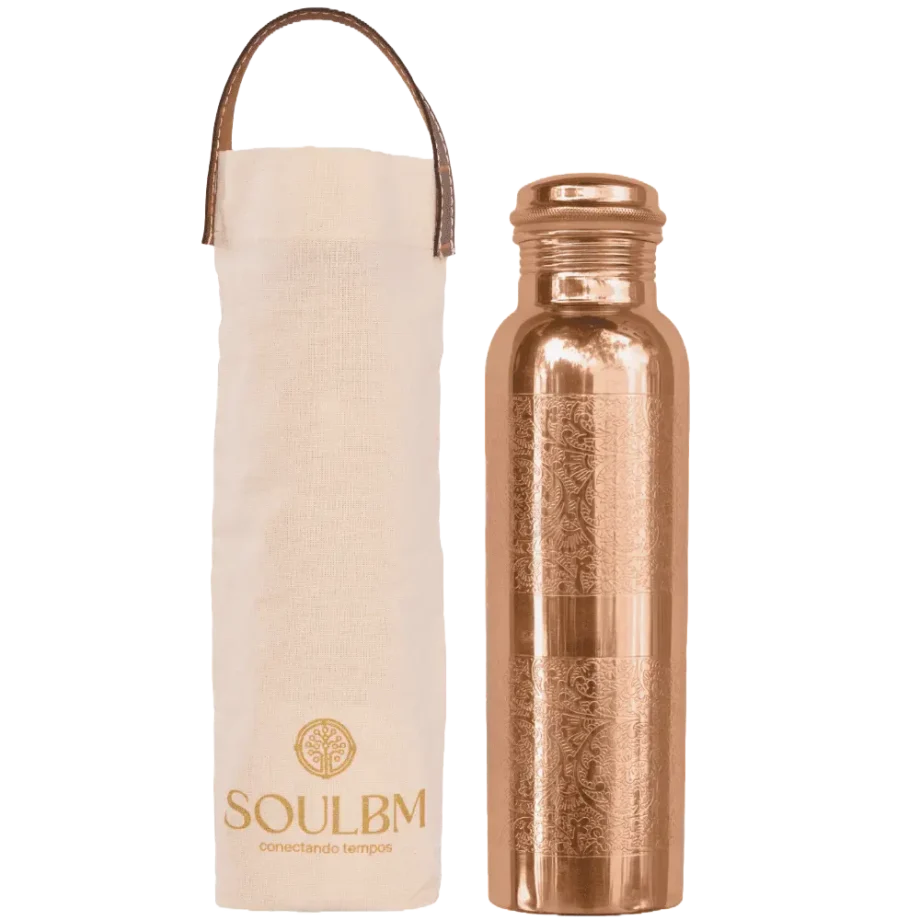 Garrafa de Cobre Para Água 1 Litro Cobre Puro Ayurveda